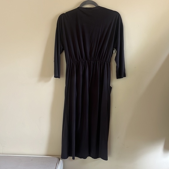 ✨LAST CHANCE✨ UO Silence + Noise dusky blue 3/4 sleeve midi dress pockets - Picture 6 of 8